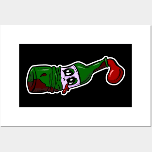 Drunken Bottle of Wine Cartoon Posters and Art